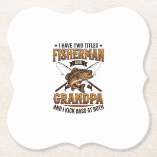Fisherman Grandpa Vintage Engraving Fishing Shirt_ Paper Coaster