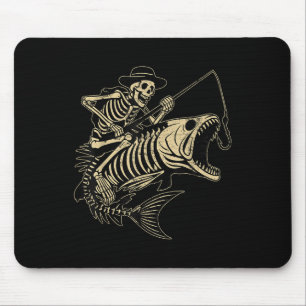 Fisherman Halloween B Fish Skull Skeleton Fishing Mouse Pad