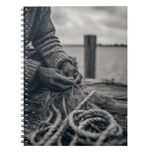 Fisherman Hands Mending Net Notebook (Front)