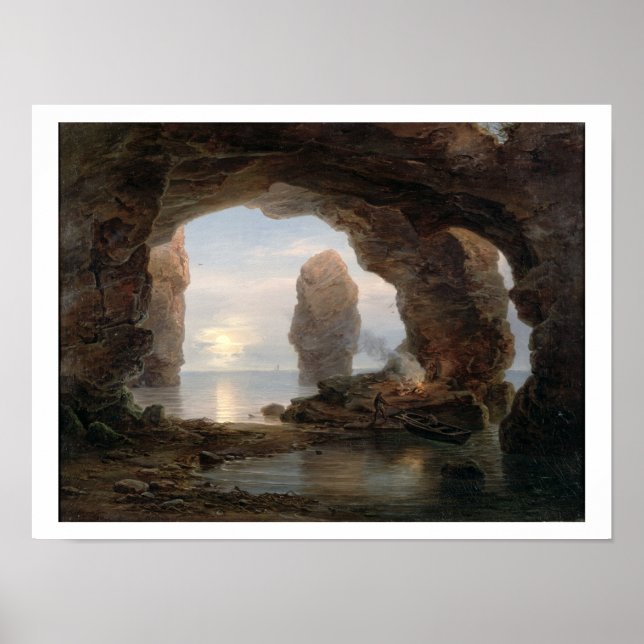 Fisherman in a Grotto, Helgoland, 1850 (oil on can Poster (Front)