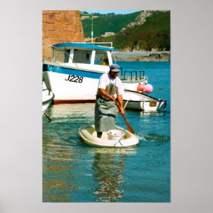 Fisherman in Bonne Nuit harbour Poster