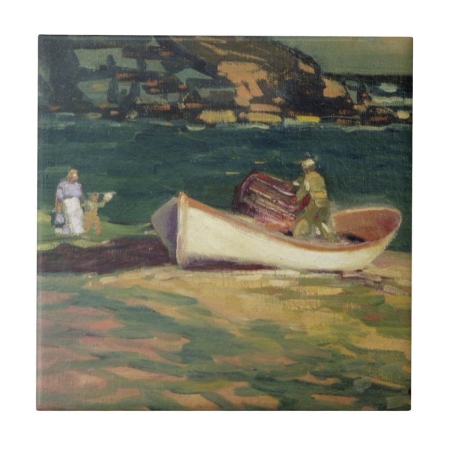Fisherman in Cape Elizabeth (Maine, USA) Ceramic Tile (Front)