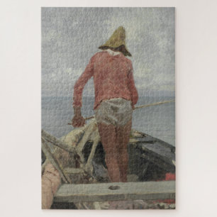 Fisherman in His Boat (by Vincenzo Caprile) Jigsaw Puzzle