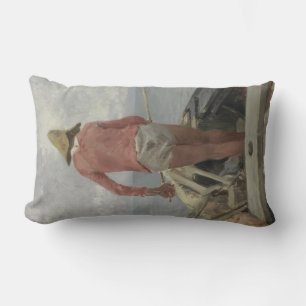 Fisherman in His Boat (by Vincenzo Caprile) Lumbar Cushion