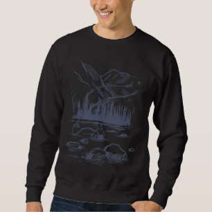 Fisherman In The Lake Surrounded By The Forest Mou Sweatshirt