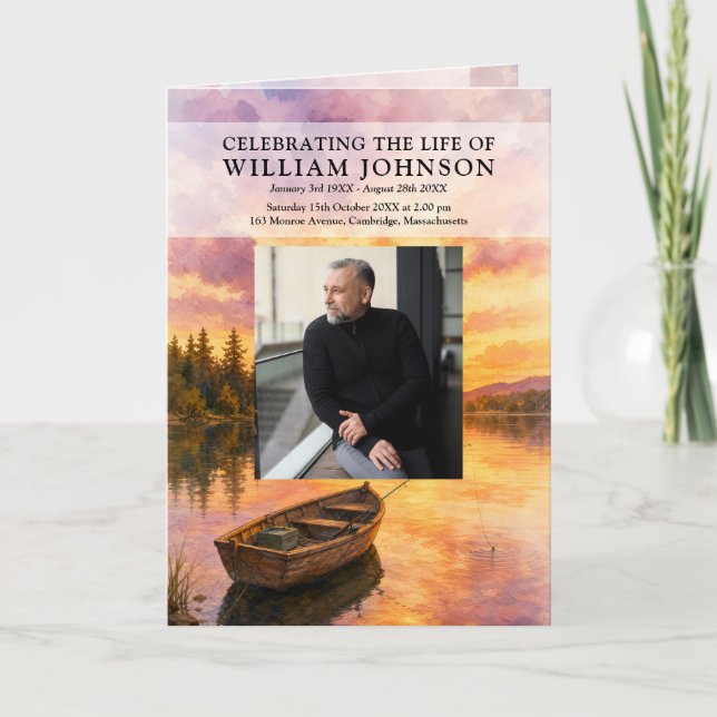 Fisherman Lake Funeral Memorial Order Of Service  Program (Front)