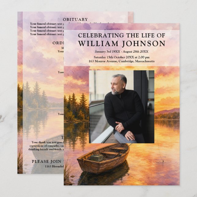 Fisherman Lake Funeral Order Of Service Photo Program (Front/Back)