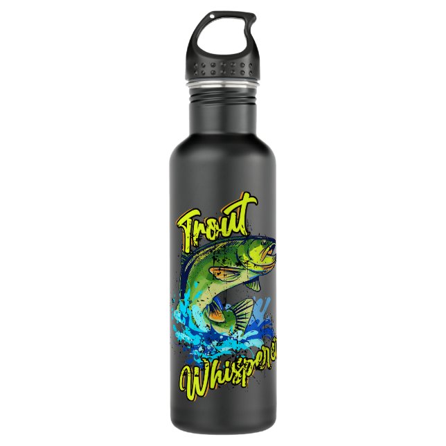 Fisherman Motif Trout Wisperer Fly Fishing  710 Ml Water Bottle (Front)