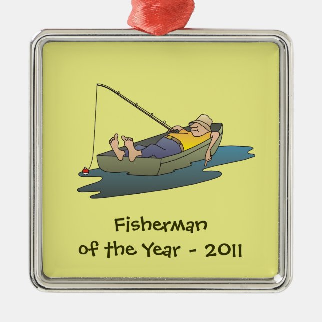Fisherman of the Year award - lazy boat day Metal Ornament (Front)