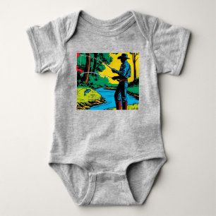Fisherman on Riverbank Baby Bodysuit