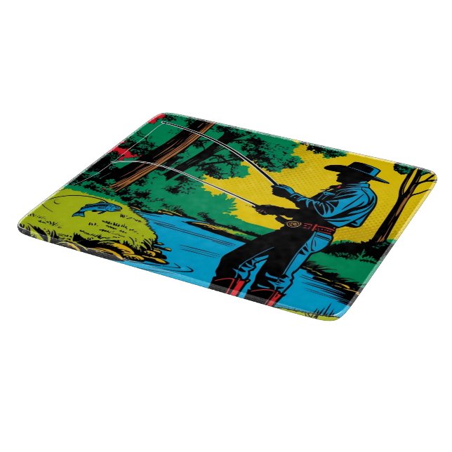 Fisherman on Riverbank  Cutting Board (Corner)