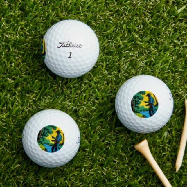 Fisherman on Riverbank  Golf Balls (Fisherman on Riverbank Golf Balls Golfer Gift Set Mens Sports Novelty Gear)