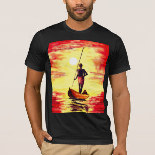 Fisherman On The Boat At Sunset T-Shirt