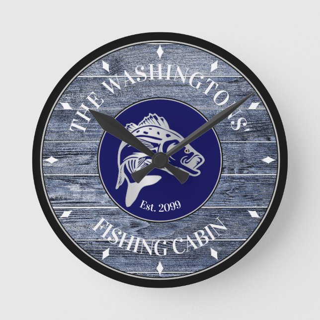 Fisherman or Family Cabin Wall Clock (Front)