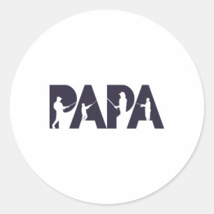 Fisherman Papa Funny Fisher Dad Fishing Father Gif Classic Round Sticker