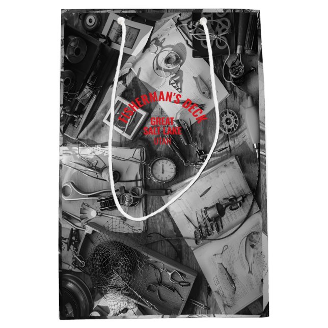 Fisherman’s Deck Custom Black and White Gift Bag (Front)