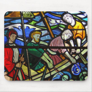 Fisherman Stained Glass Window Mousepad