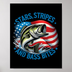 Fisherman Stars Stripes And B Bites B Fishing Poster