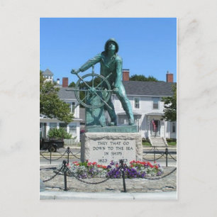 fisherman statue postcard