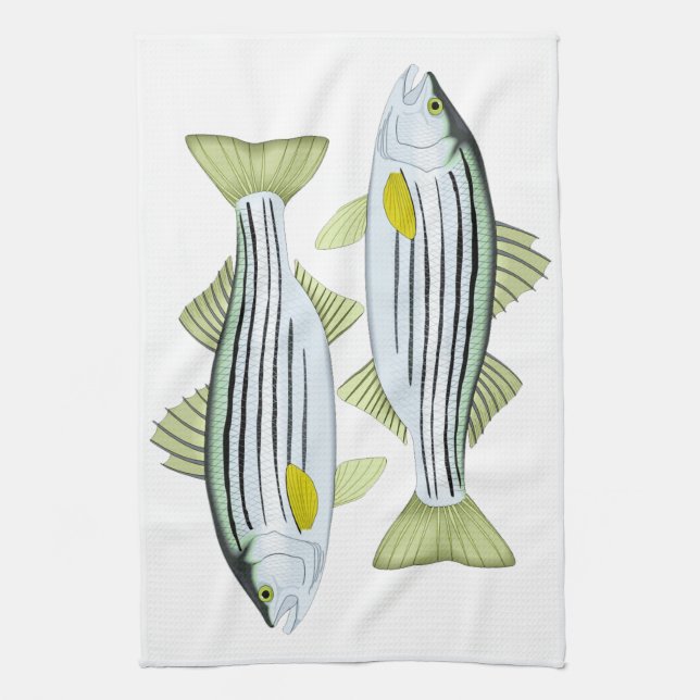 Fisherman Striped Bass Tea Towel (Vertical)