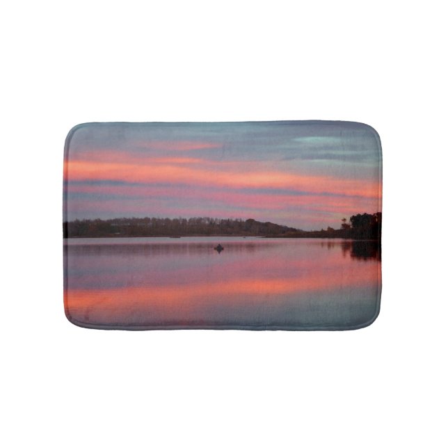 Fisherman Sunset Kolob Lake Plush Bath Mat (Front)