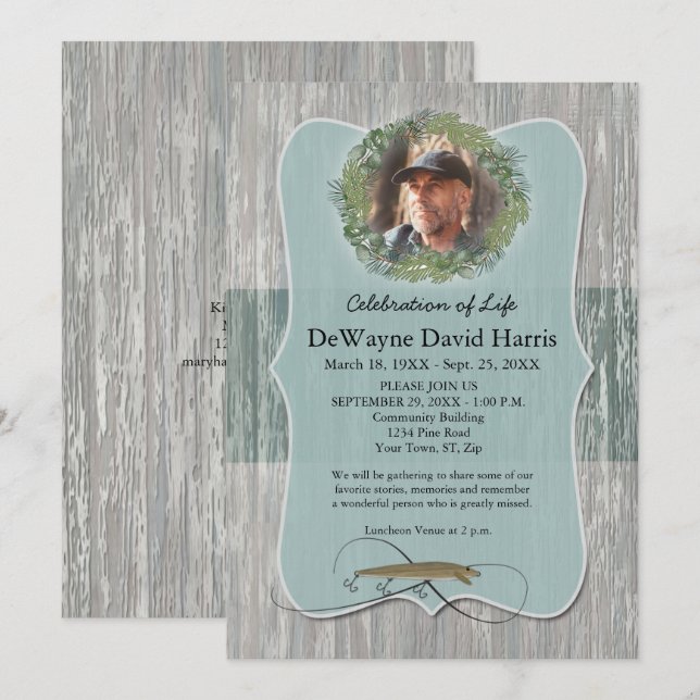 Fisherman Sympathy Photo Announcement Invitation (Front/Back)