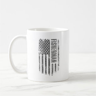 Fisherman USA Flag Distressed design Coffee Mug