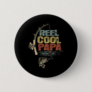 Fisherman Vintage Reel Cool Papa 6 Cm Round Badge