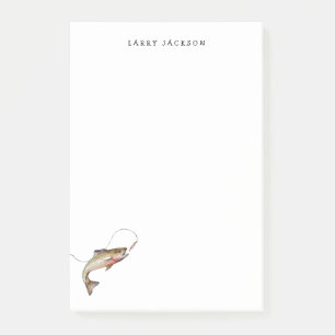 Fisherman watercolor trout Personalised Post-it Notes