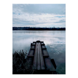 Fisherman's bridge of the Dnieper river with reeds Poster