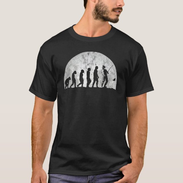 Fisherman's Evolution And Evo  Evolution Of Man Fi T-Shirt (Front)