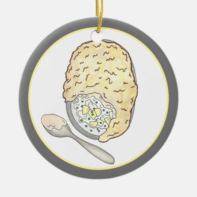 Fisherman's Fish Pie UK British Pub Food Cuisine Ceramic Ornament (Front)