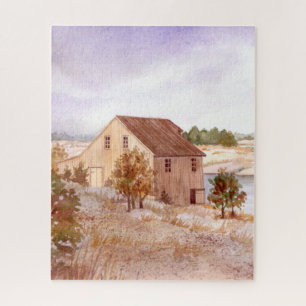 Fisherman's House Norway Coast Watercolour Jigsaw Puzzle