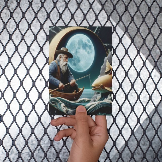Fisherman's Moonlit Catch Postcard (Creator Uploaded)