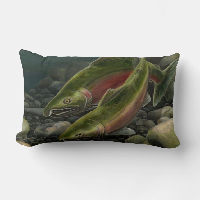 Fisherman's Pillow Fishing Art Decor Gifts Art (Front)