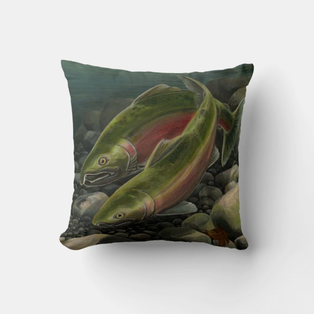 Fisherman's Pillow Fishing Art Decor Gifts Art (Front)