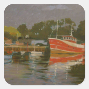 Fisherman's Quay Salcombe 2 Square Sticker