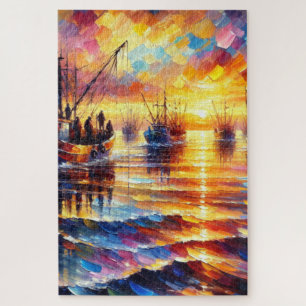 Fishermans retrieve at sunrise . jigsaw puzzle