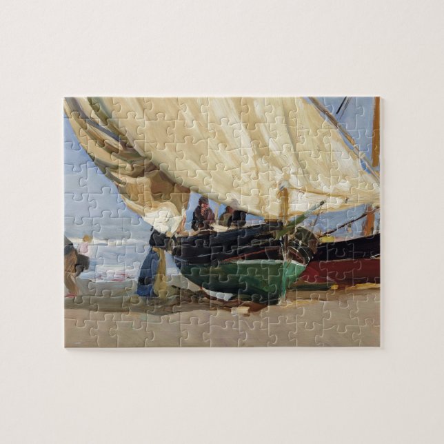 Fishermen Beached Boat, Valencia - Joaquín Sorolla Jigsaw Puzzle (Horizontal)