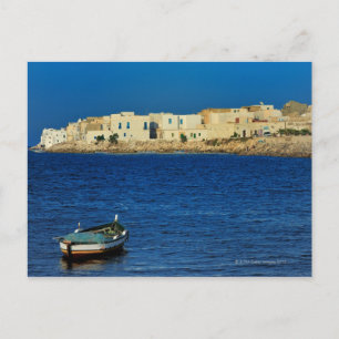 fishermen, boats along the peninsula of Mahdia,, Postcard