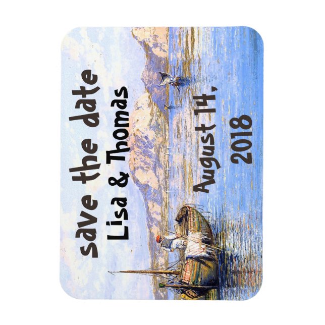 Fishermen Fishing Boats Italy Save Date Magnet (Vertical)