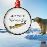 Fishermen Fly Fishing Hat Metal Ornament<br><div class="desc">" Hooked" Fishermen Flyfishing Trout Flies Watercolor. Personalised Fly Fisherman's hats are great gifts for men,  women,  and kids (and you,  too,  of course!).</div>