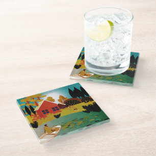Fishermen glass coaster