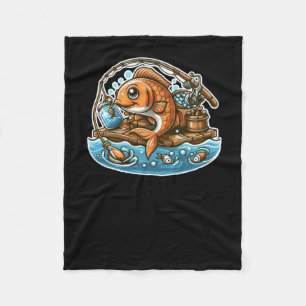 Fishermen Ocean Kawaii Sticker Fleece Blanket