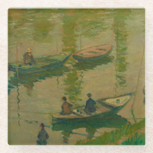 Fishermen on the Seine at Poissy - Claude Monet Glass Coaster