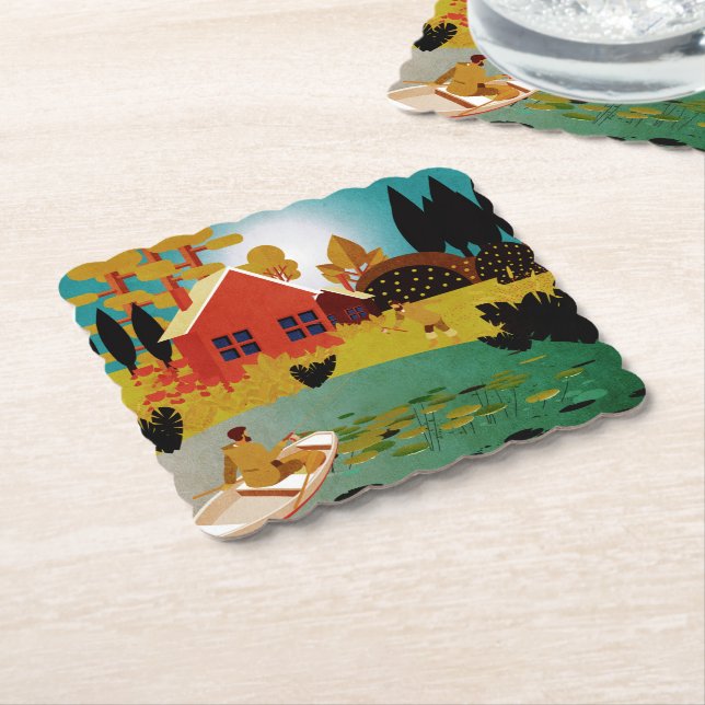 Fishermen  paper coaster (Angled)