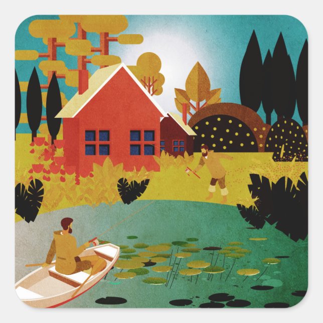 Fishermen  square sticker (Front)