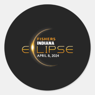Fishers Indiana Total Solar Eclipse 2024 Classic Round Sticker