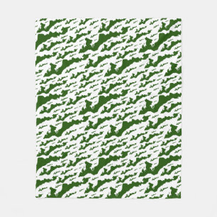 Fishers Island Fleece Blanket – Green/White