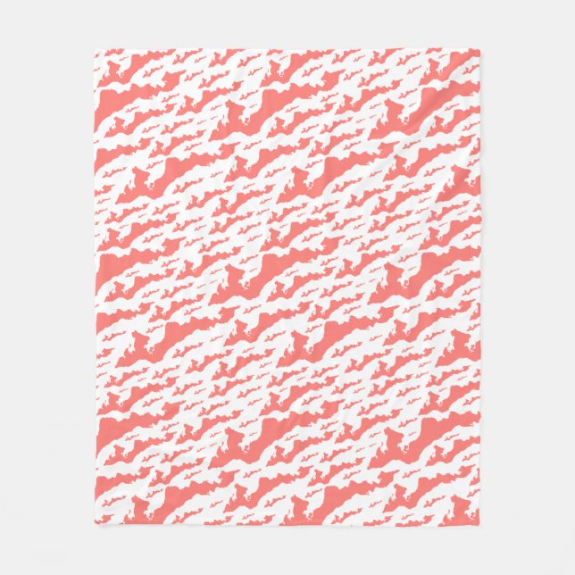 Fishers Island Fleece Blanket – Pink/White (Front)